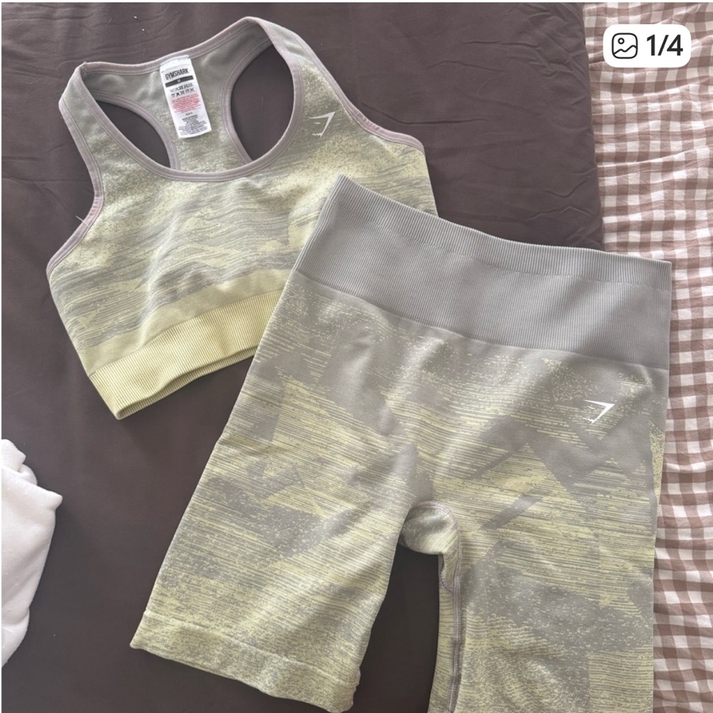 Gymshark Gray and Light Yellow Workout Set